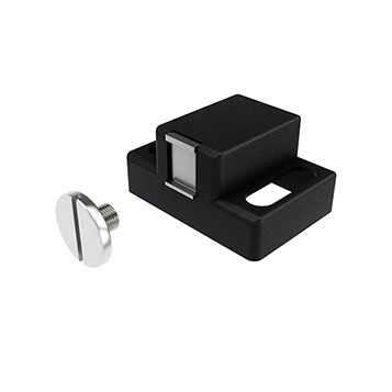 Črn magnet 8kg s kovinskim vijakom. Magnet za vrata ali pohištvo.