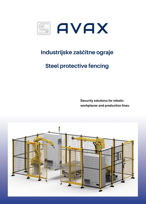 Industrijska zaščitna ograja AVAX za robotske delovne prostore. Jeklena zaščita.